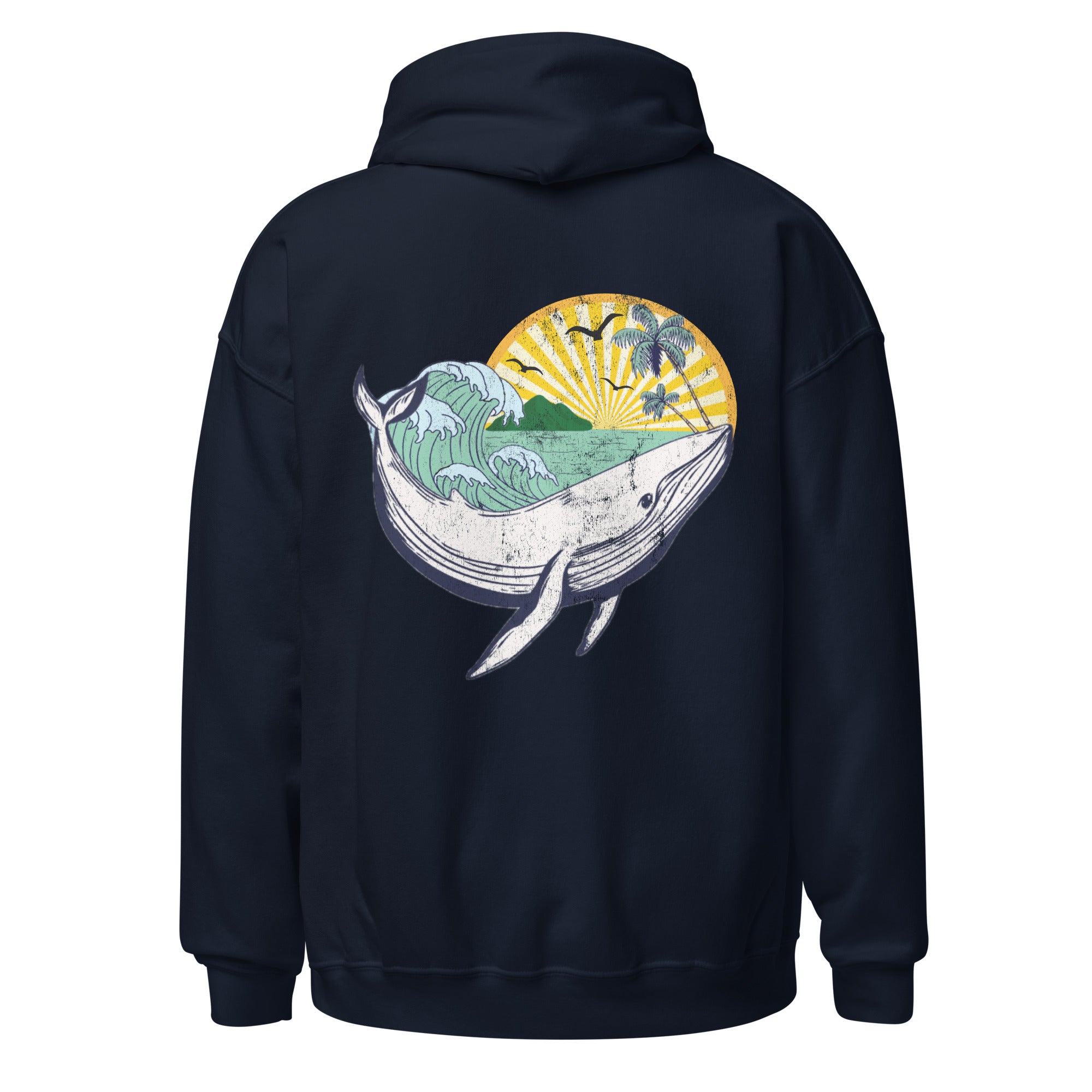 Whale Sea Life Hoodie / Back and Front Print - Captain Woody's Shirts & Beach Club