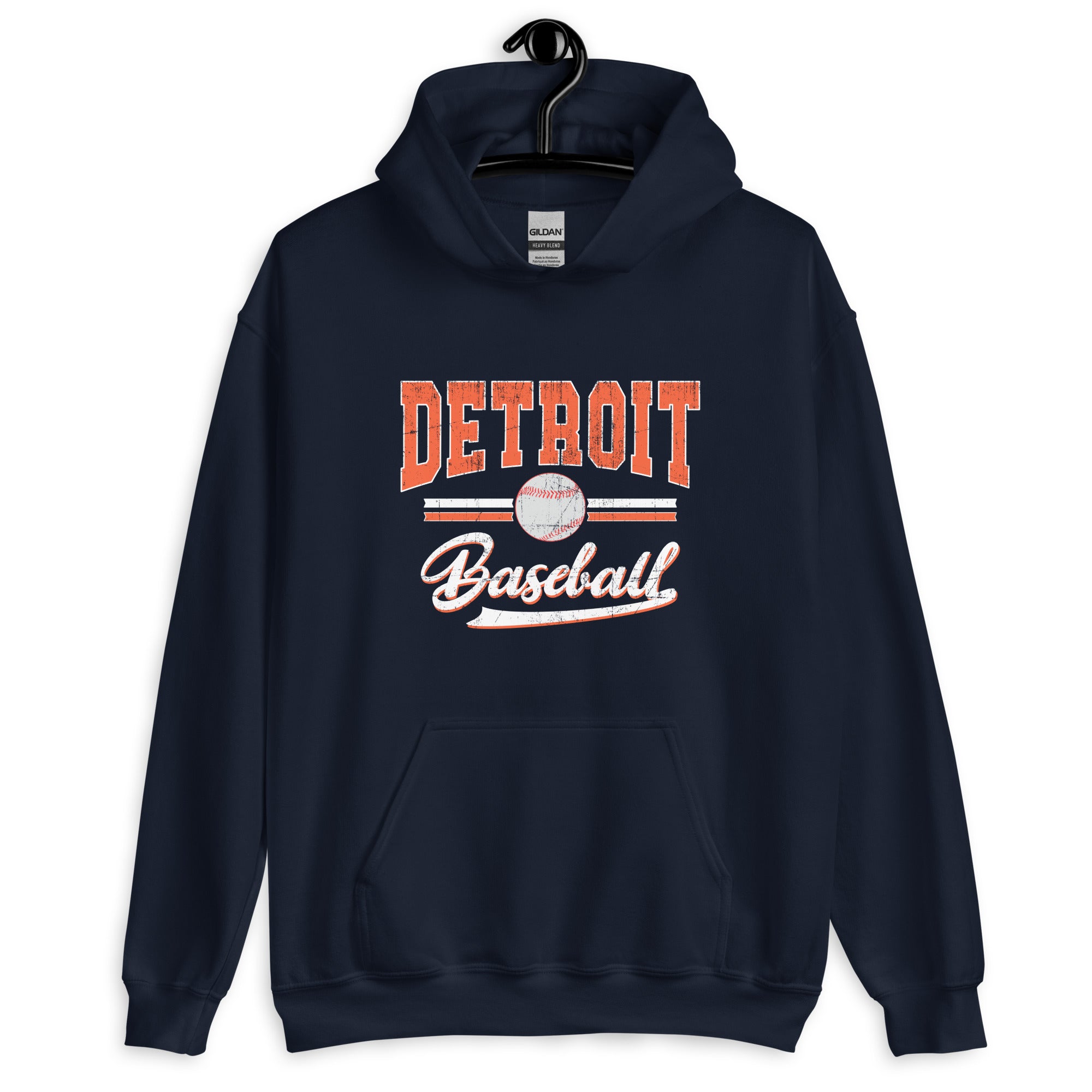 Vintage Detroit Baseball Hoodie, Distressed Team Apparel for Game Day, Perfect Sports Gift for Fans and Dads Unisex Hoodie - Captain Woody's Shirts & Beach Club