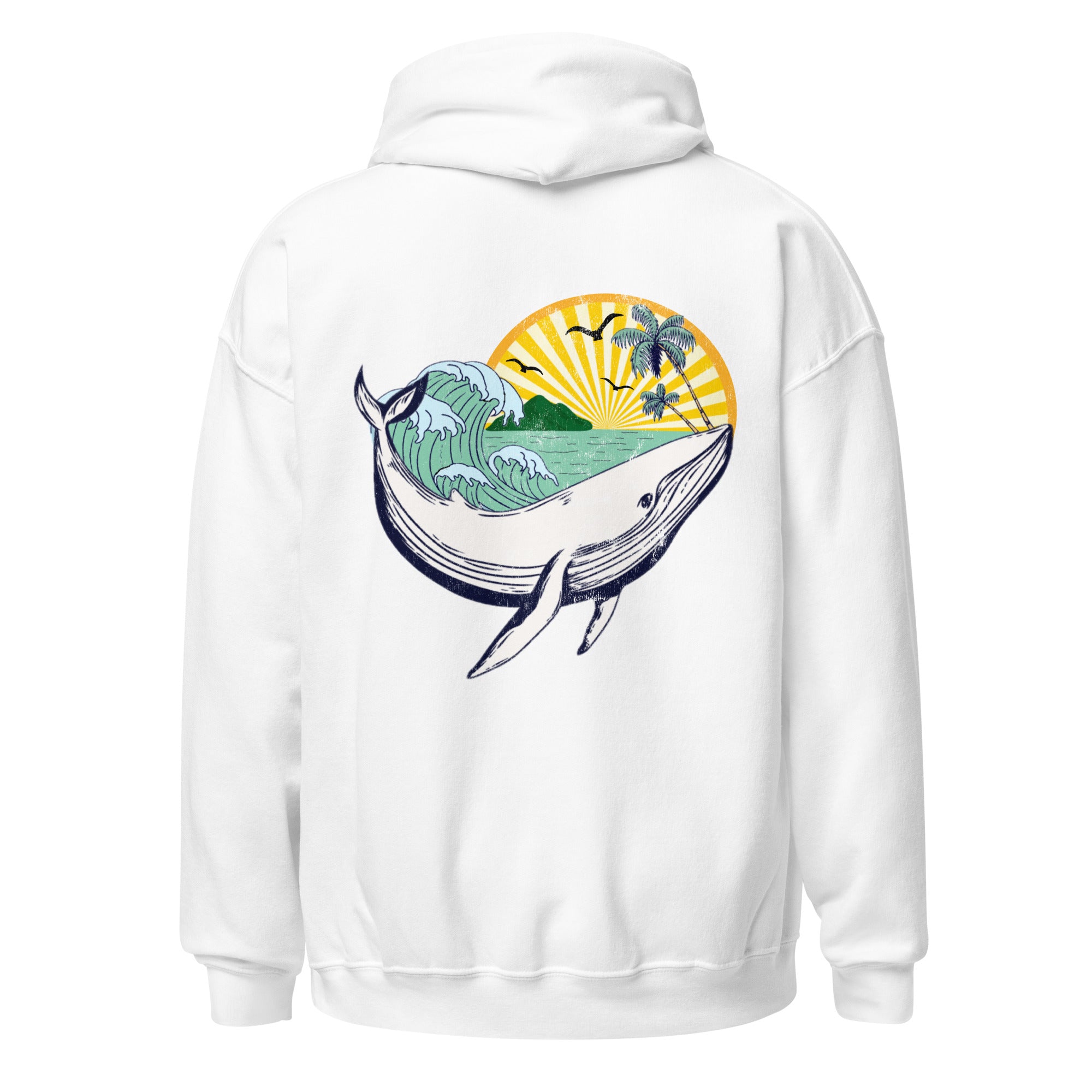 Whale Sea Life Hoodie / Back and Front Print - Captain Woody's Shirts & Beach Club