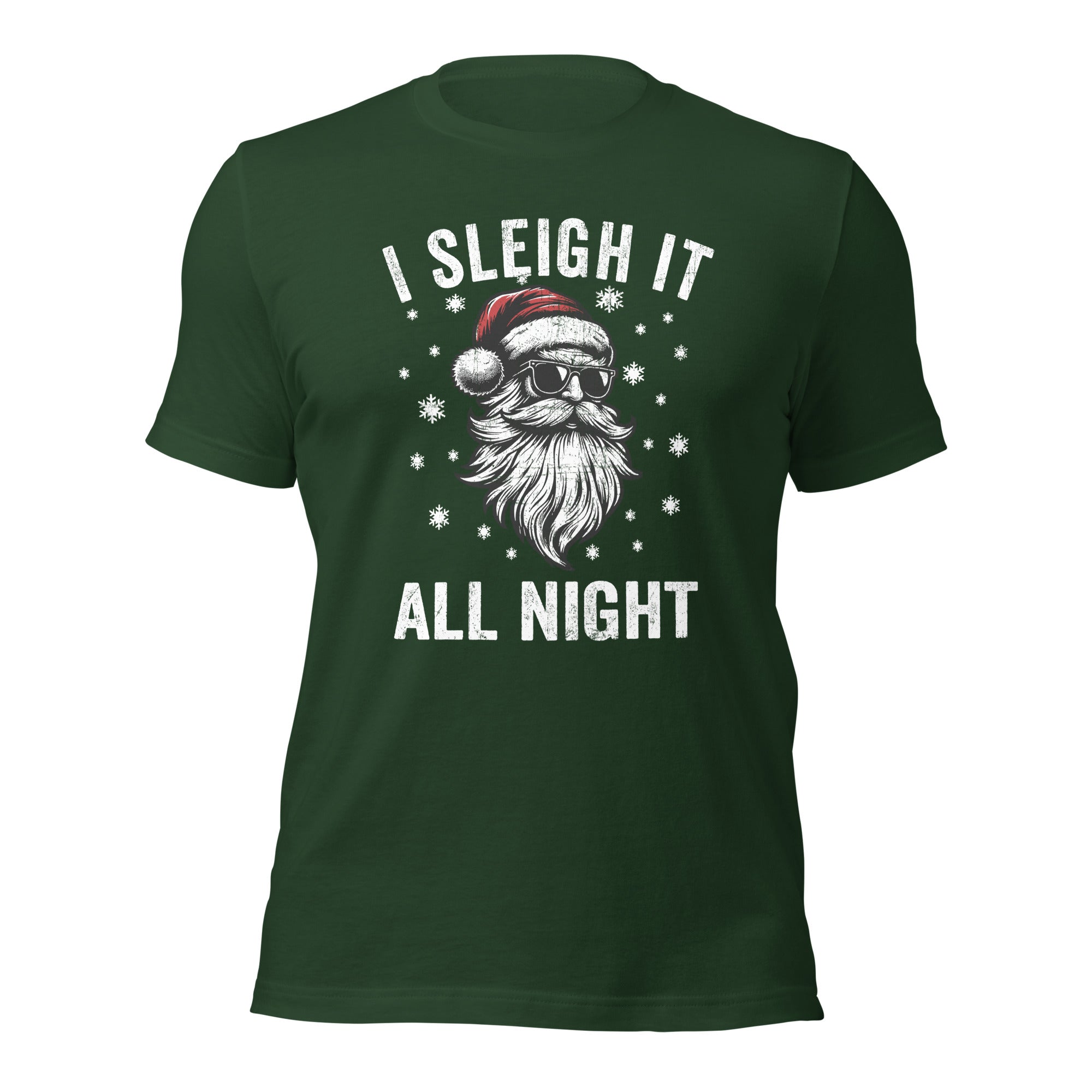 Funny Santa T-Shirt for Adults, "I Sleigh it All Night" Cute & Comfy Shirt, Great Christmas Gift for Him & Her - Captain Woody's Shirts & Beach Club