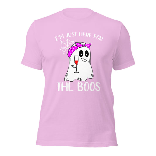 I'm Just Here for the Boo's Shirt: Ghost Drinking Wine Tee, Ideal Halloween Gift for Celebrating Spooky Season