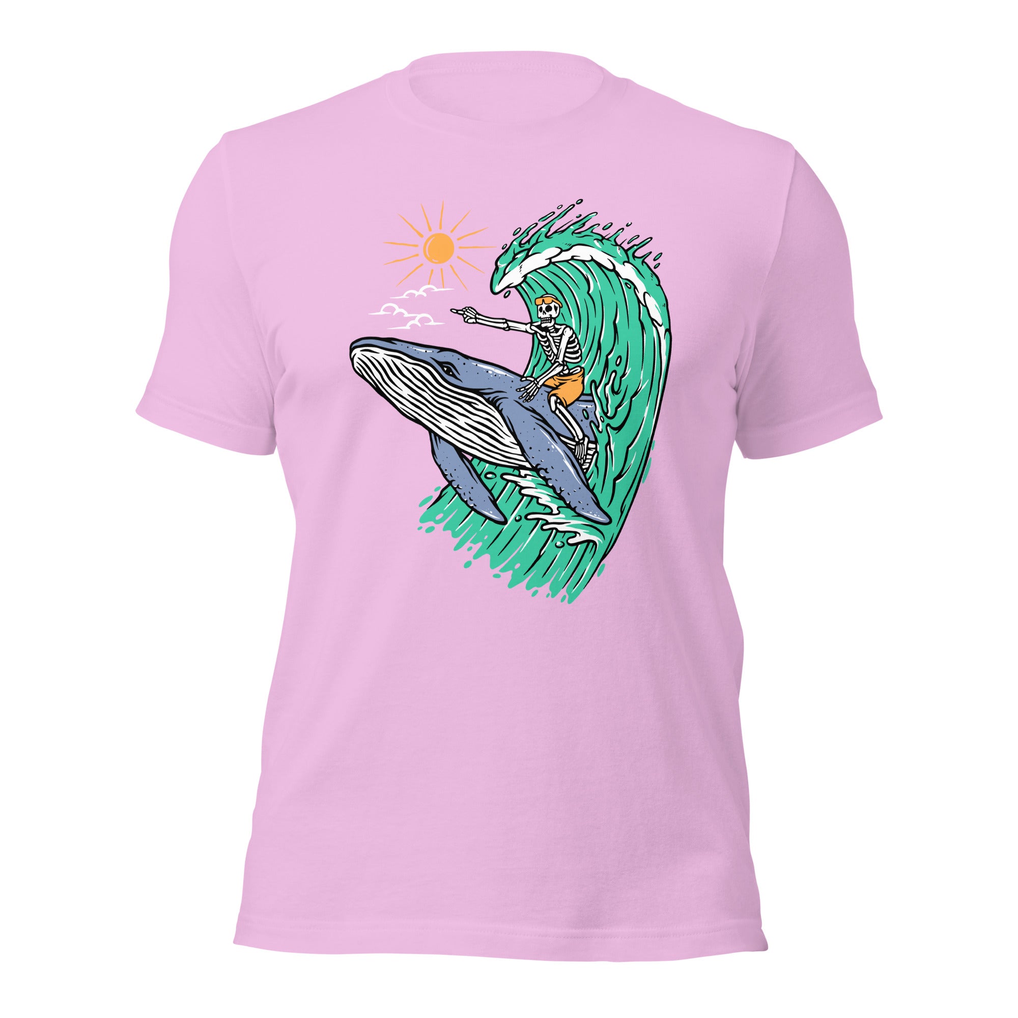 Whale Races, Skeleton Surf Riding a Whale Unisex Hoodie Unisex t-shirt - Captain Woody's Shirts & Beach Club