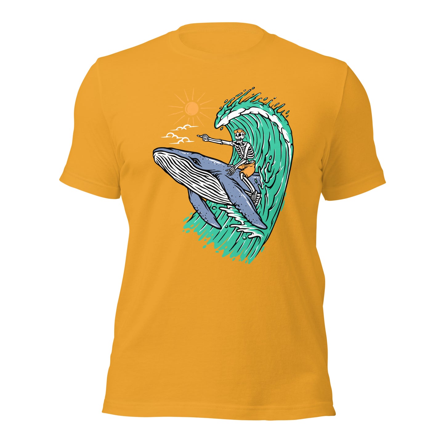 Whale Races, Skeleton Surf Riding a Whale Unisex Hoodie Unisex t-shirt