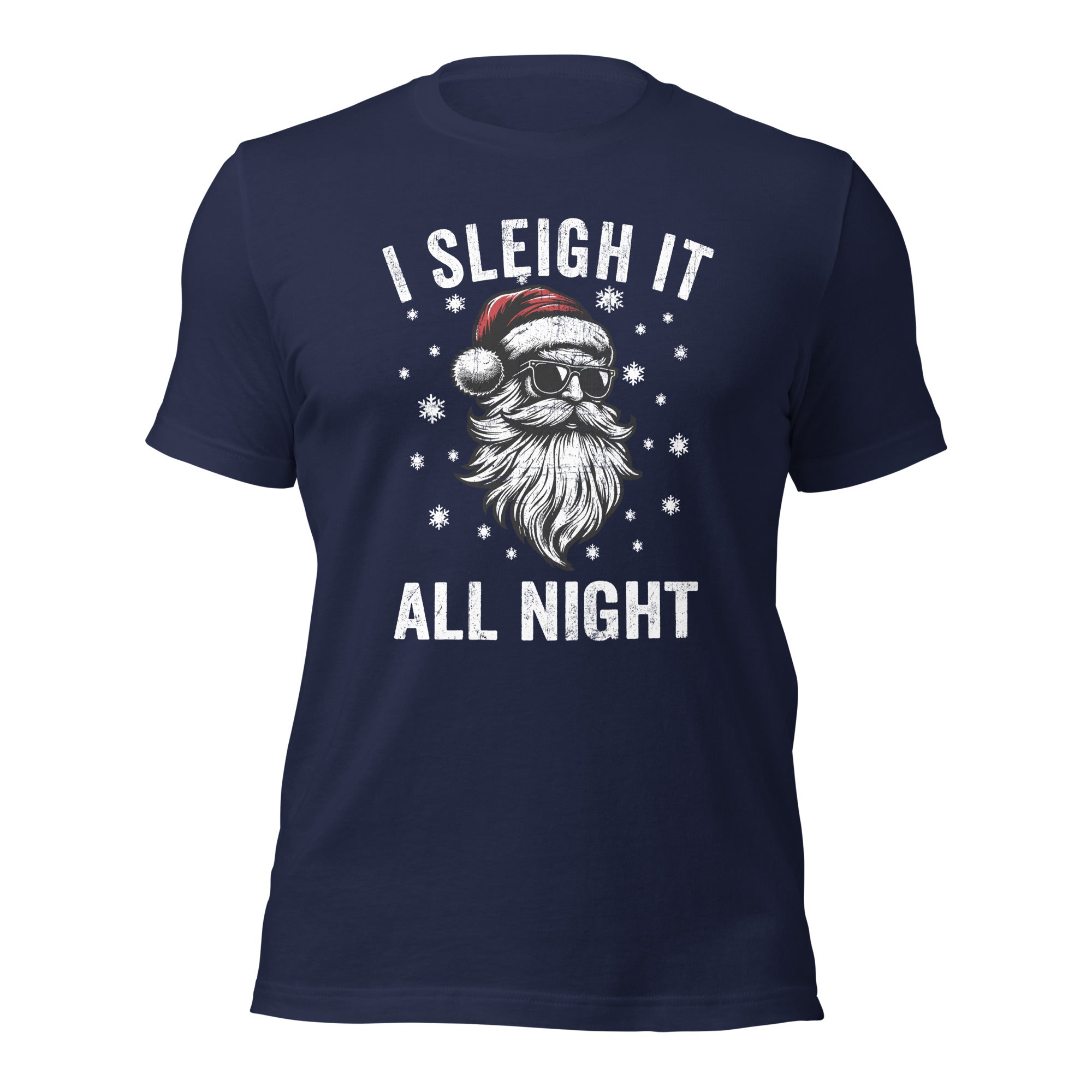 Funny Santa T-Shirt for Adults, "I Sleigh it All Night" Cute & Comfy Shirt, Great Christmas Gift for Him & Her - Captain Woody's Shirts & Beach Club