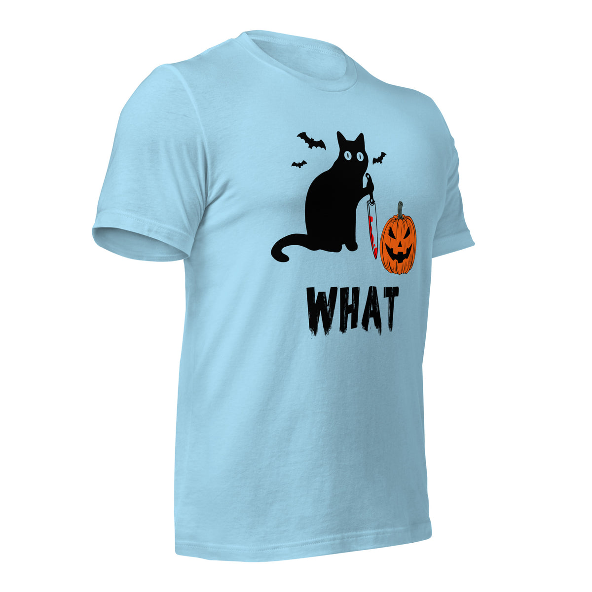 Murderous Cat Halloween shirt, edgy graphic design featuring bloody knife, perfect for spooky events, unique gift for cat lovers - Captain Woody's Shirts & Beach Club