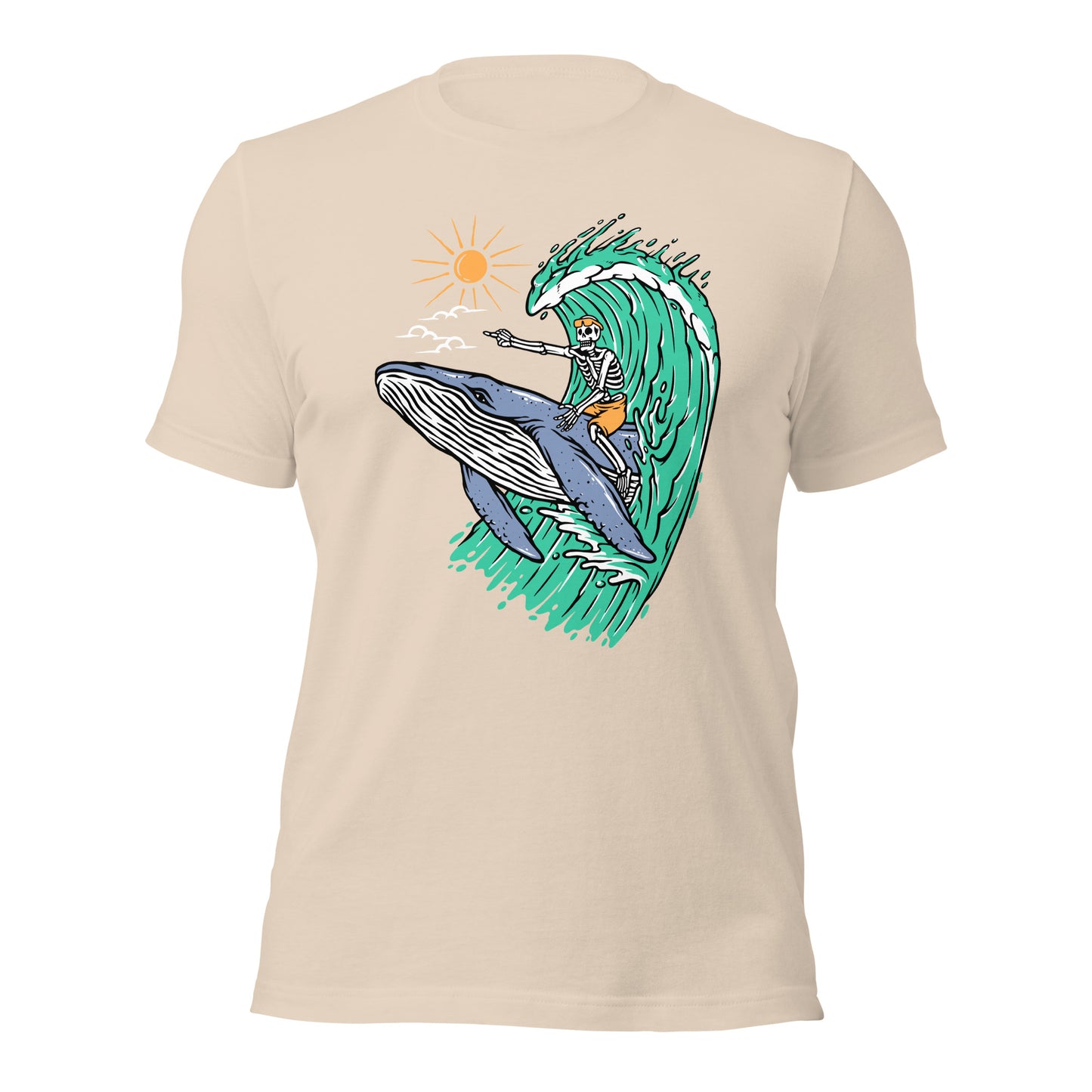 Whale Races, Skeleton Surf Riding a Whale Unisex Hoodie Unisex t-shirt