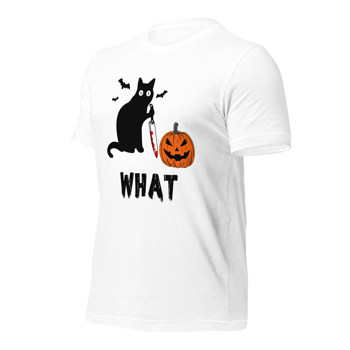 Murderous Cat Halloween shirt, edgy graphic design featuring bloody knife, perfect for spooky events, unique gift for cat lovers - Captain Woody's Shirts & Beach Club