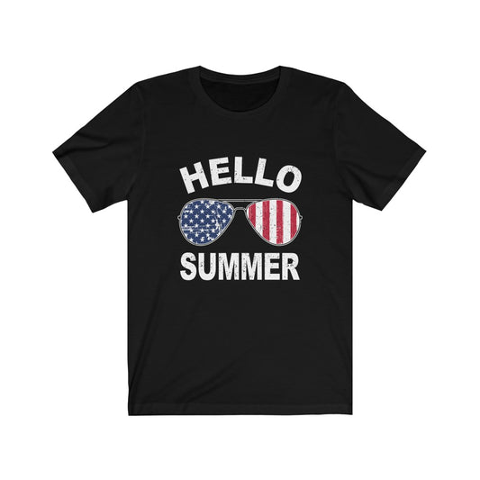 Hello Summer Unisex Short Sleeve Tee by Bella + Canvas - Captain Woody's Shirts & Beach Club