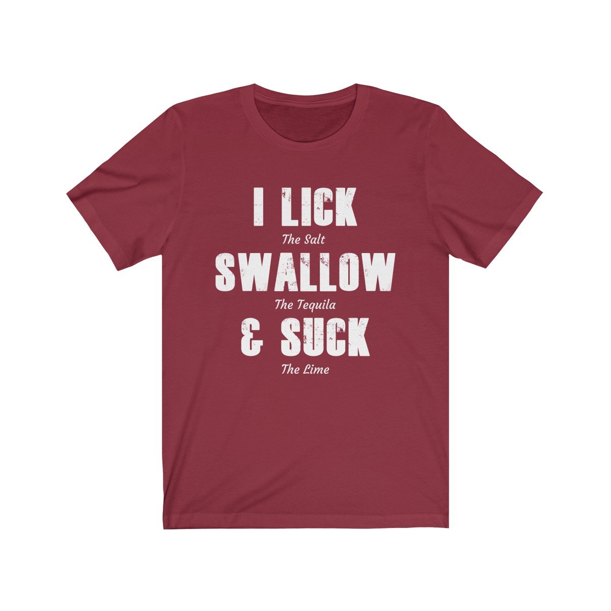 Lick Swallow and Suck Unisex Short Sleeve Beach Party fun T-Shirt - Captain Woody's Beach Club