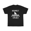 Respect Locals Shark Fin Unisex Short Sleeve Surf T-Shirt - Captain Woody's Beach Club