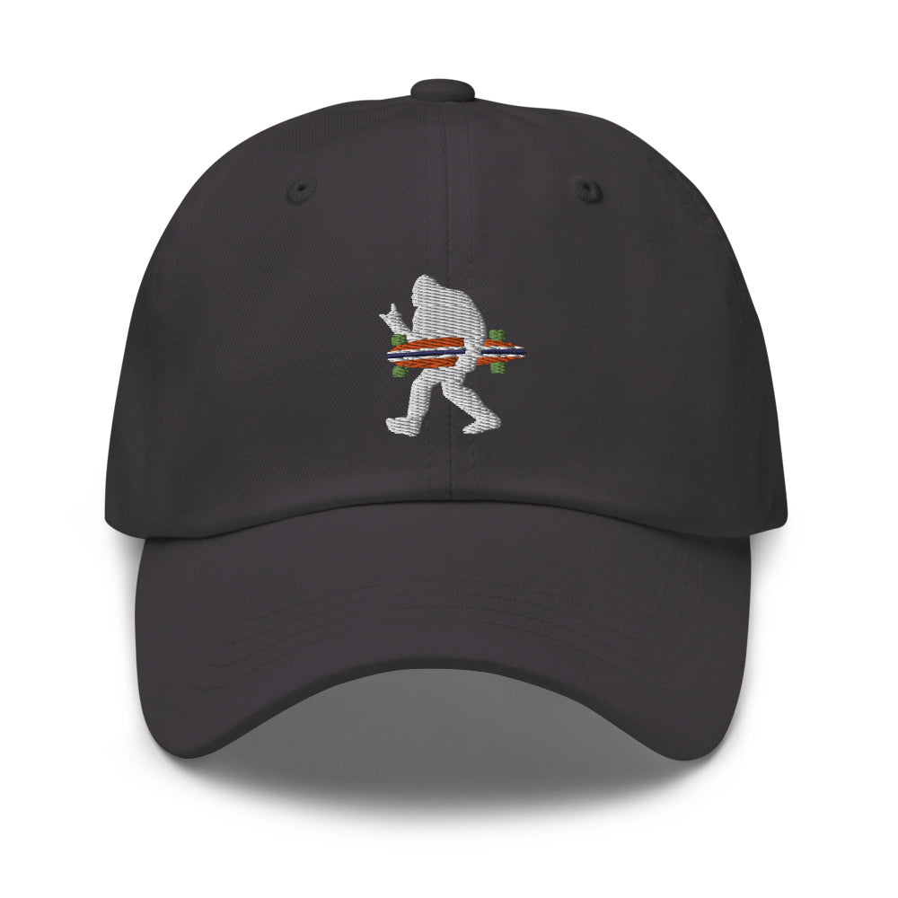 Cool Bigfoot Carrying a Longboard Cap - Captain Woody's Shirts & Beach Club