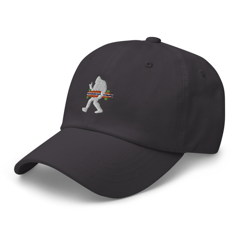 Cool Bigfoot Carrying a Longboard Cap - Captain Woody's Shirts & Beach Club