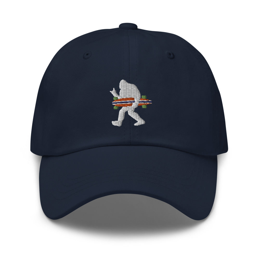 Cool Bigfoot Carrying a Longboard Cap - Captain Woody's Shirts & Beach Club