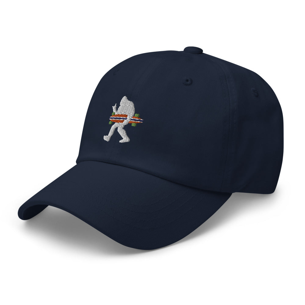 Cool Bigfoot Carrying a Longboard Cap - Captain Woody's Shirts & Beach Club