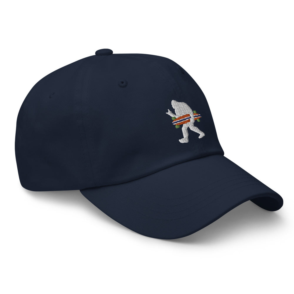 Cool Bigfoot Carrying a Longboard Cap - Captain Woody's Shirts & Beach Club