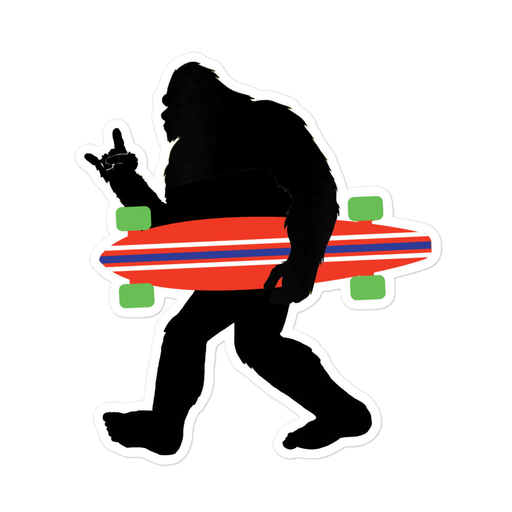 Bigfoot Carrying Longboard Sticker