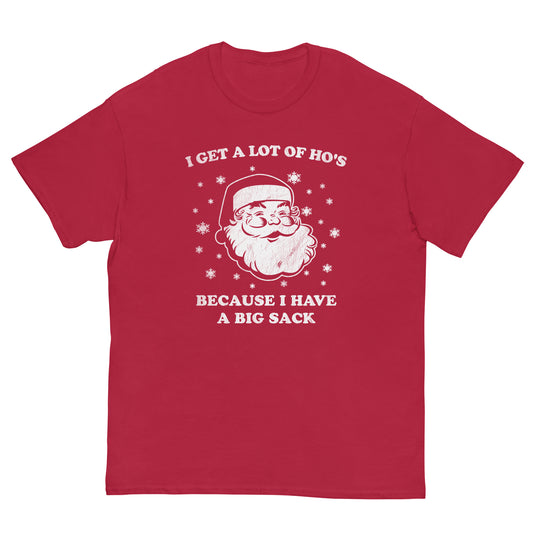 Retro Santa Shirt, I Get a Lot of Ho's Because I Have a Big Sack, Funny Inapproriate Santa Shirt