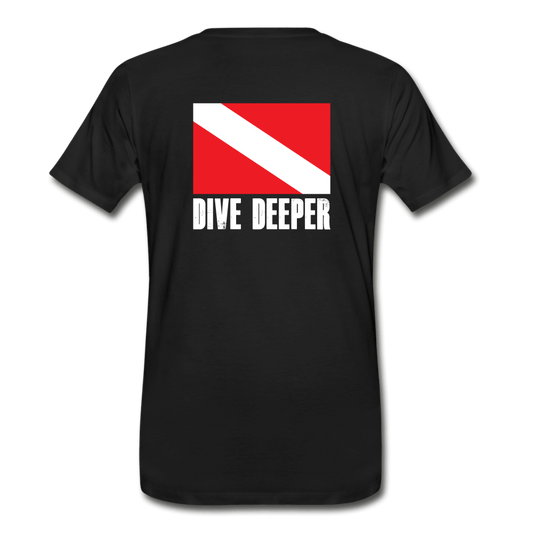 Dive Deeper Scuba Flag Short Sleeve T-Shirt, Print on Back - Captain Woody's Beach Club