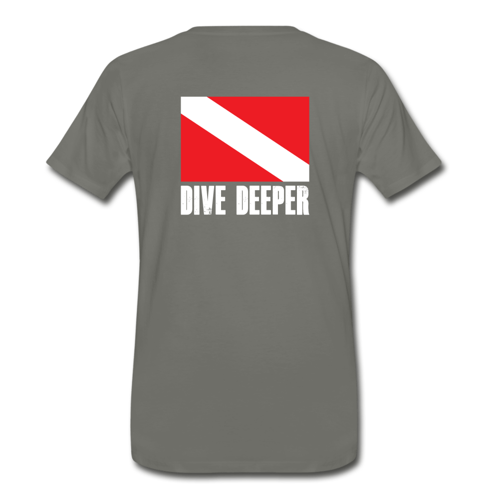 Dive Deeper Scuba Flag Short Sleeve T-Shirt, Print on Back - Captain Woody's Beach Club