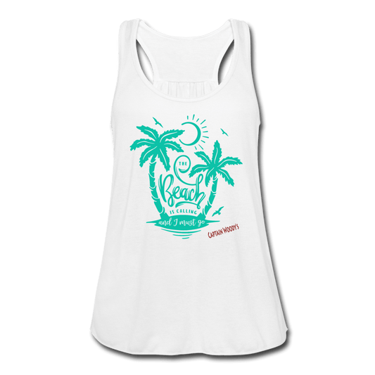 The Beach is Calling and I Must Go - Women's Flowy Beach Tank Top - Captain Woody's Locker