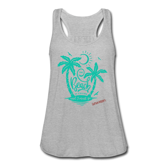The Beach is Calling and I Must Go - Women's Flowy Beach Tank Top - Captain Woody's Locker