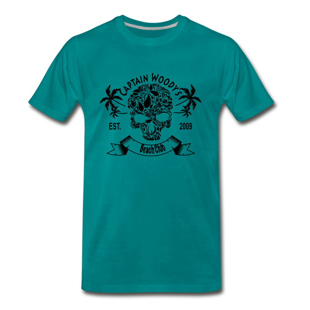 Captain Woody's Beach Club Logo Skull Men's Premium T-Shirt - 11 color options - Captain Woody's Locker