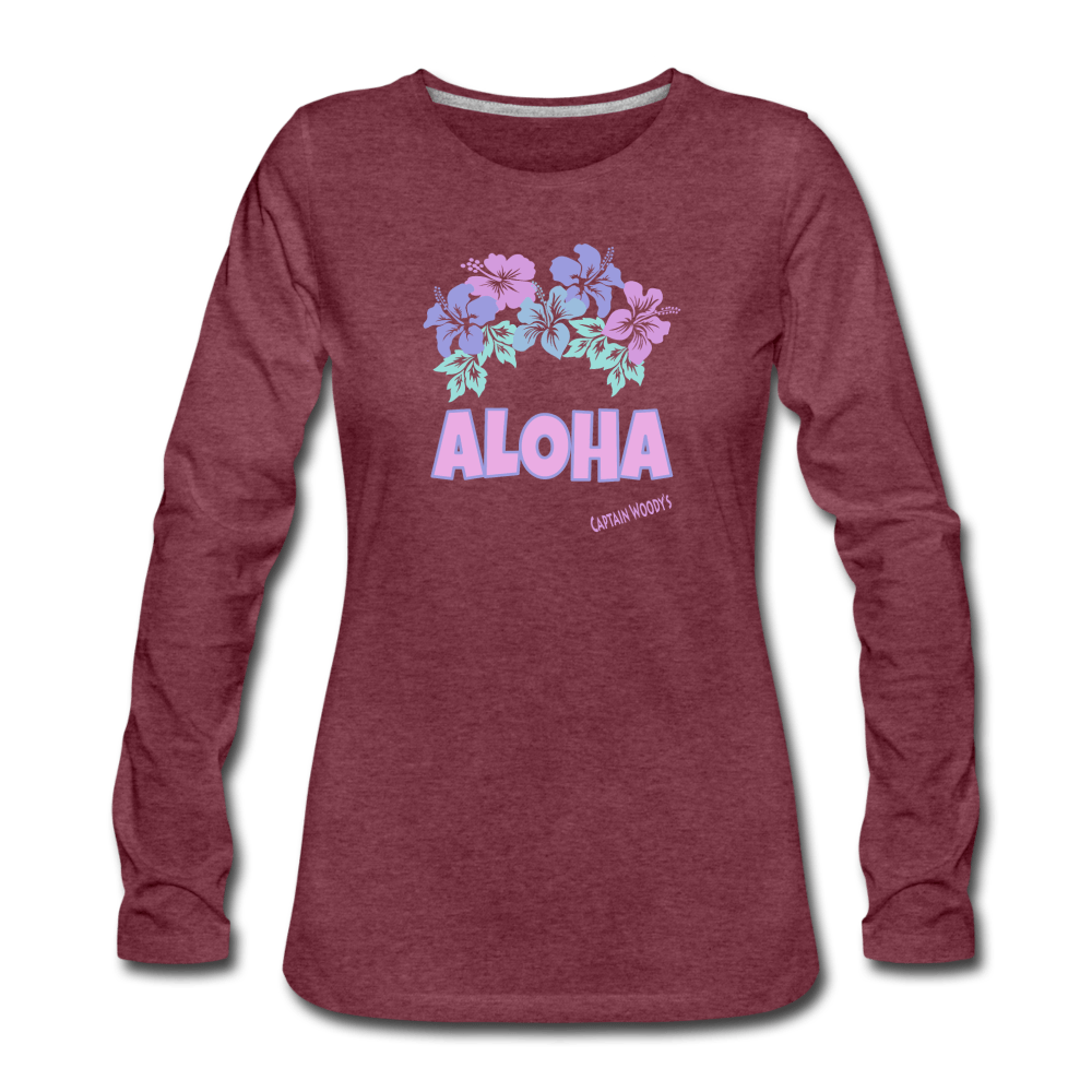 Women's Premium Long Sleeve Aloha T-Shirt - 9 color options - Captain Woody's Locker