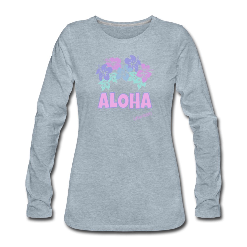 Women's Premium Long Sleeve Aloha T-Shirt - 9 color options - Captain Woody's Locker