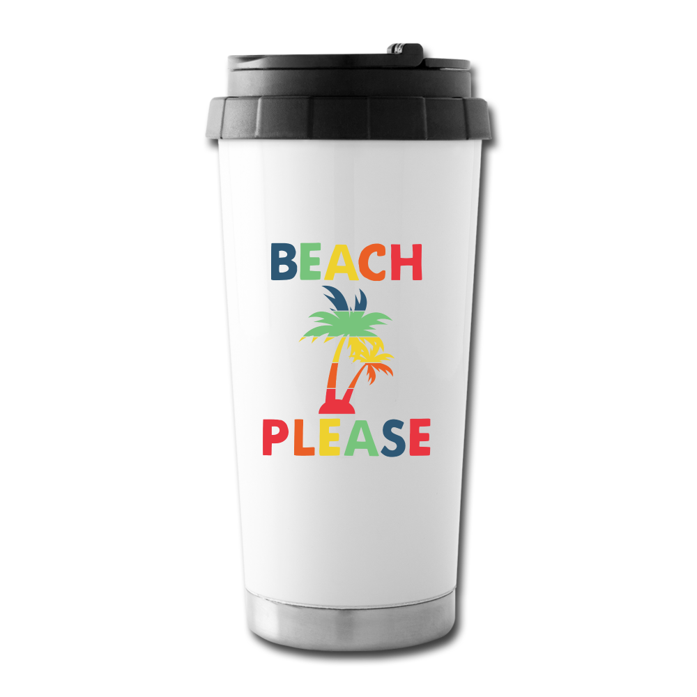 Beach Please Travel Mug - white