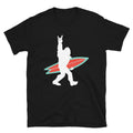 Bigfoot Surfer giving Rock and Roll Sign - Unisex T-Shirt - Captain Woody's Shirts & Beach Club