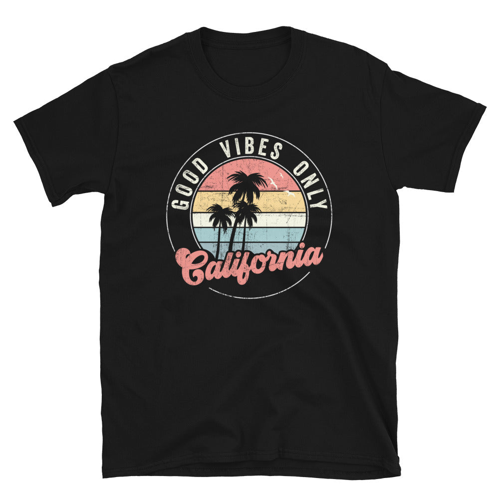 Good Vibes Only Shirt, Californina Good Vibes Only T-Shirt, Vintage Sunset with Palm Trees Tshirt
