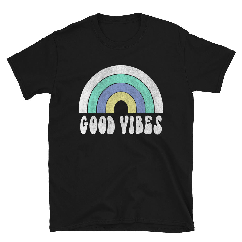 Distressed Good Vibes Rainbow T-Shirt - Captain Woody's Shirts & Beach Club