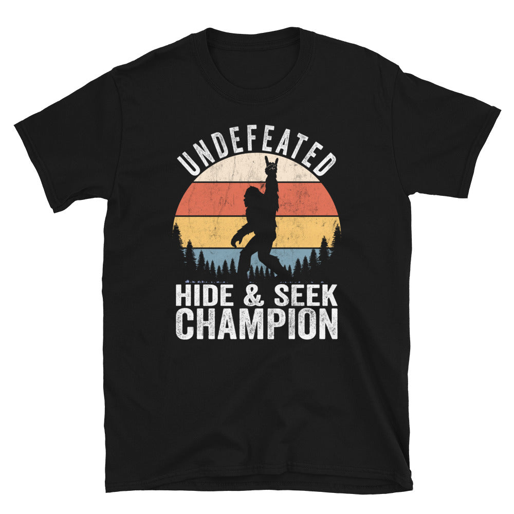Vintage Distressed Sasquatch Undefeated Hide & Seek Champion Unisex T-Shirt - Captain Woody's Shirts & Beach Club