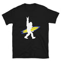 Rock and Roll Bigfoot, Surf Squatch, Funny Bigfoot Surfer - Unisex T-Shirt - Captain Woody's Shirts & Beach Club