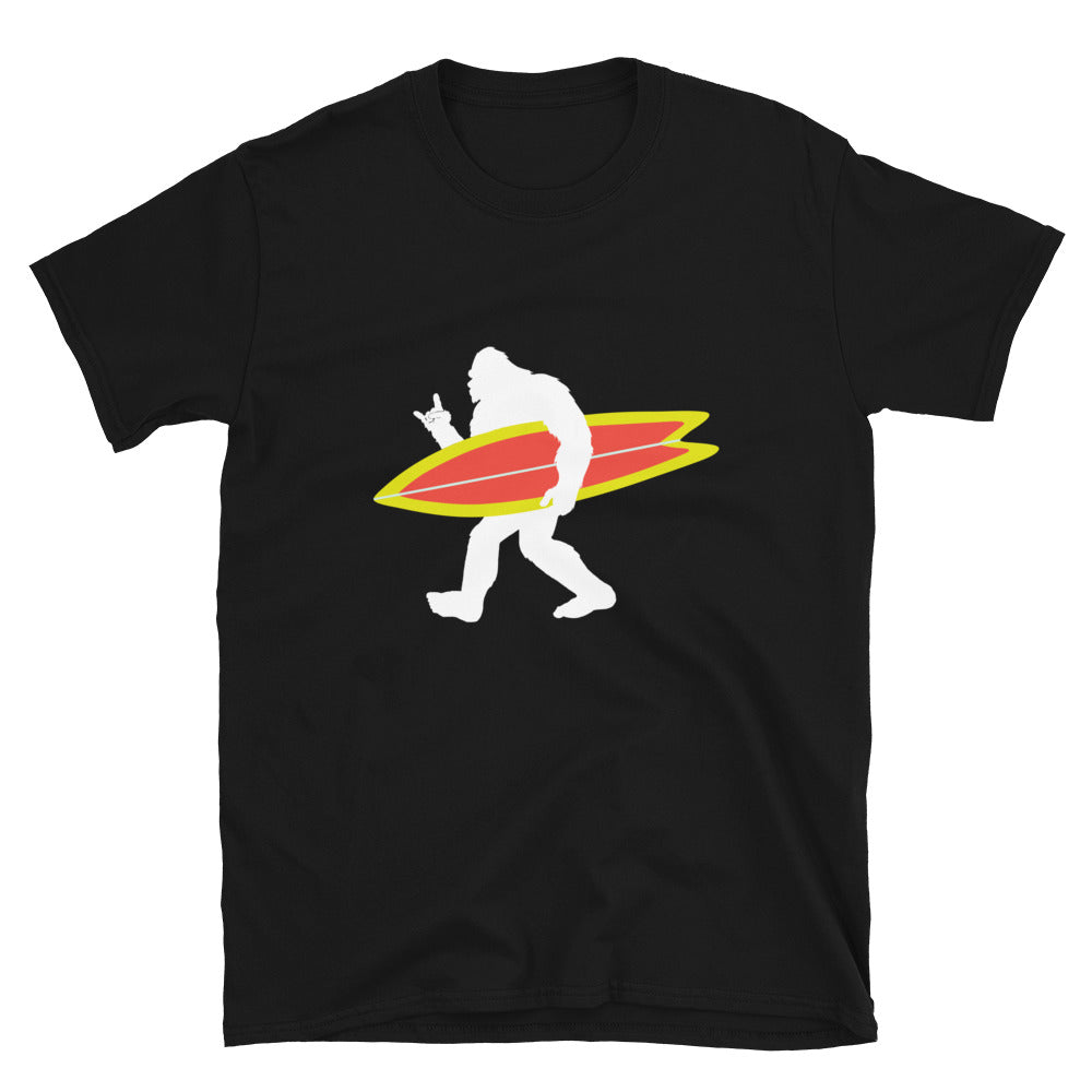 Cool Sasquatch Surfer, Funny Surfing Shirt, Rock and Roll Bigfoot - Unisex T-Shirt - Captain Woody's Shirts & Beach Club