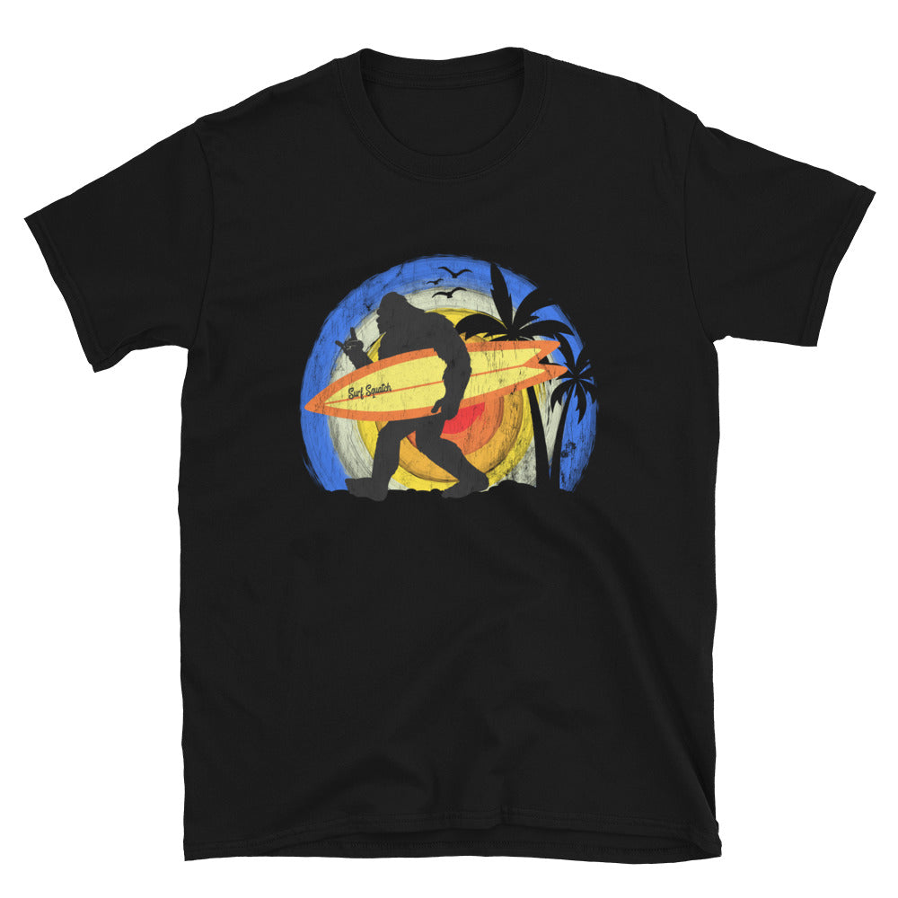 Surf Squatch, Funny Bigfoot Surfer - Unisex T-Shirt - Captain Woody's Shirts & Beach Club