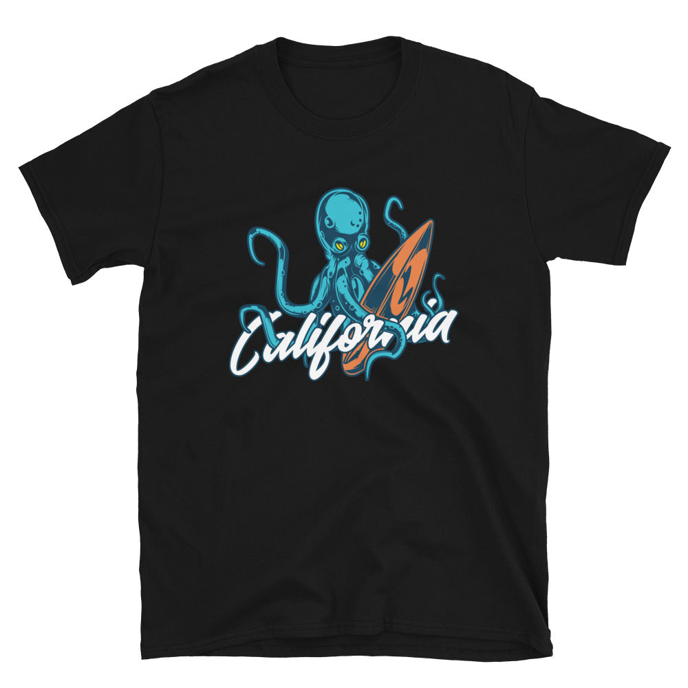 Angry Octopus California Surfer - Unisex T-Shirt - Captain Woody's Shirts & Beach Club
