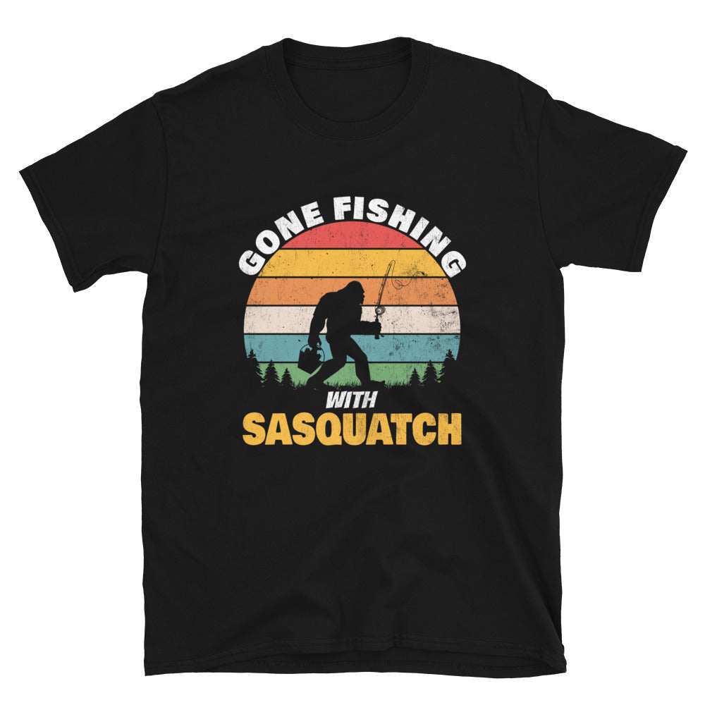 Gone Fishing with Sasquatch T-Shirt - Captain Woody's Shirts & Beach Club