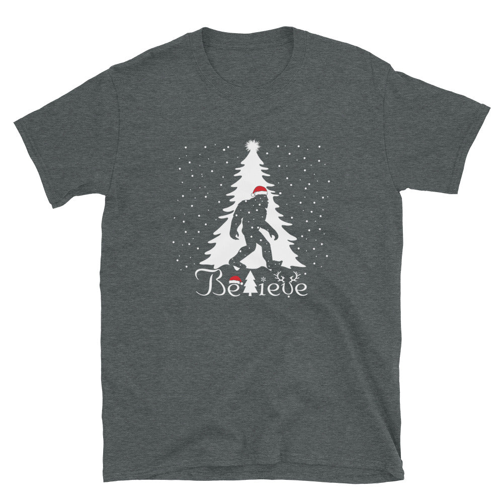 Christmas Sasquatch Believe T-Shirt for Bigfoot Believers - Captain Woody's Shirts & Beach Club