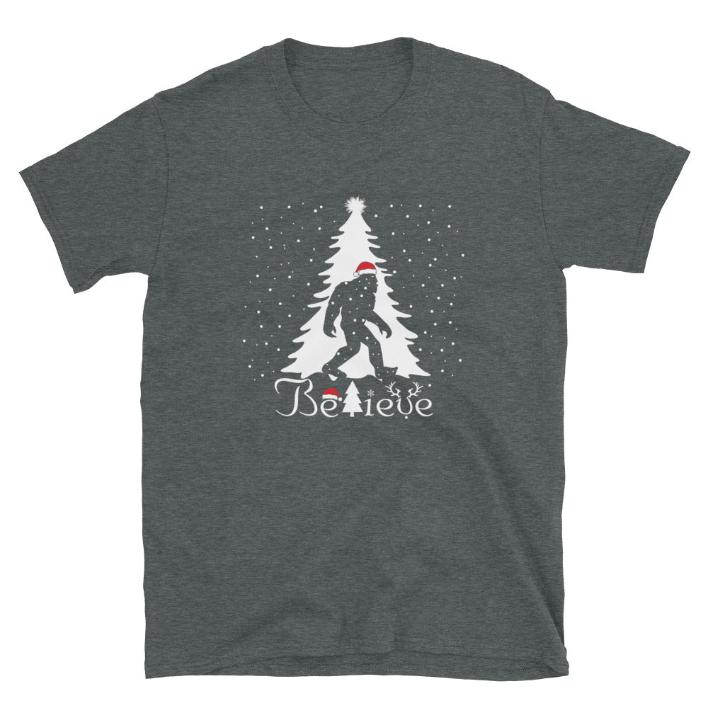 Christmas Sasquatch Believe T-Shirt for Bigfoot Believers