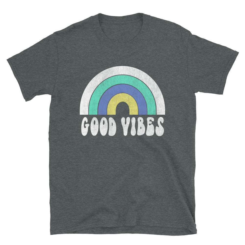 Distressed Good Vibes Rainbow T-Shirt - Captain Woody's Shirts & Beach Club