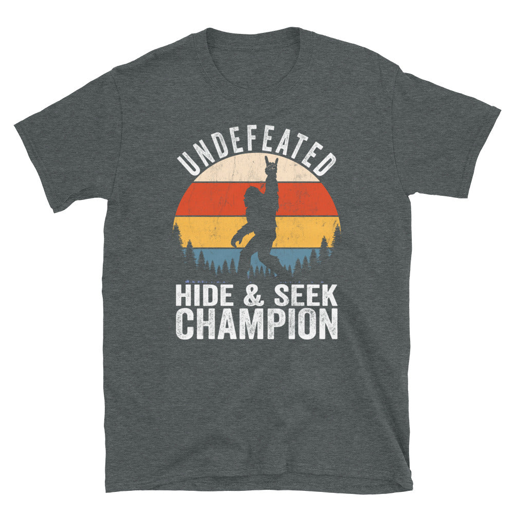 Vintage Distressed Sasquatch Undefeated Hide & Seek Champion Unisex T-Shirt - Captain Woody's Shirts & Beach Club
