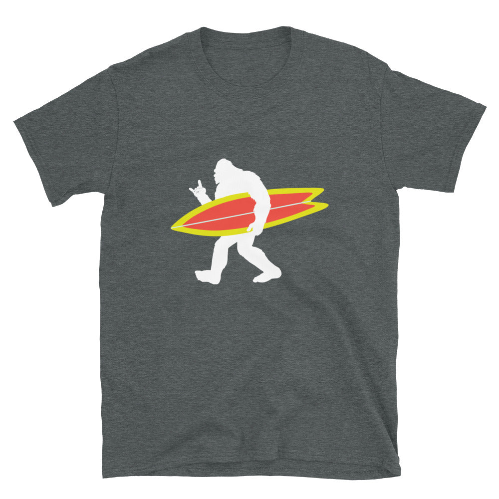 Cool Sasquatch Surfer, Funny Surfing Shirt, Rock and Roll Bigfoot - Unisex T-Shirt - Captain Woody's Shirts & Beach Club