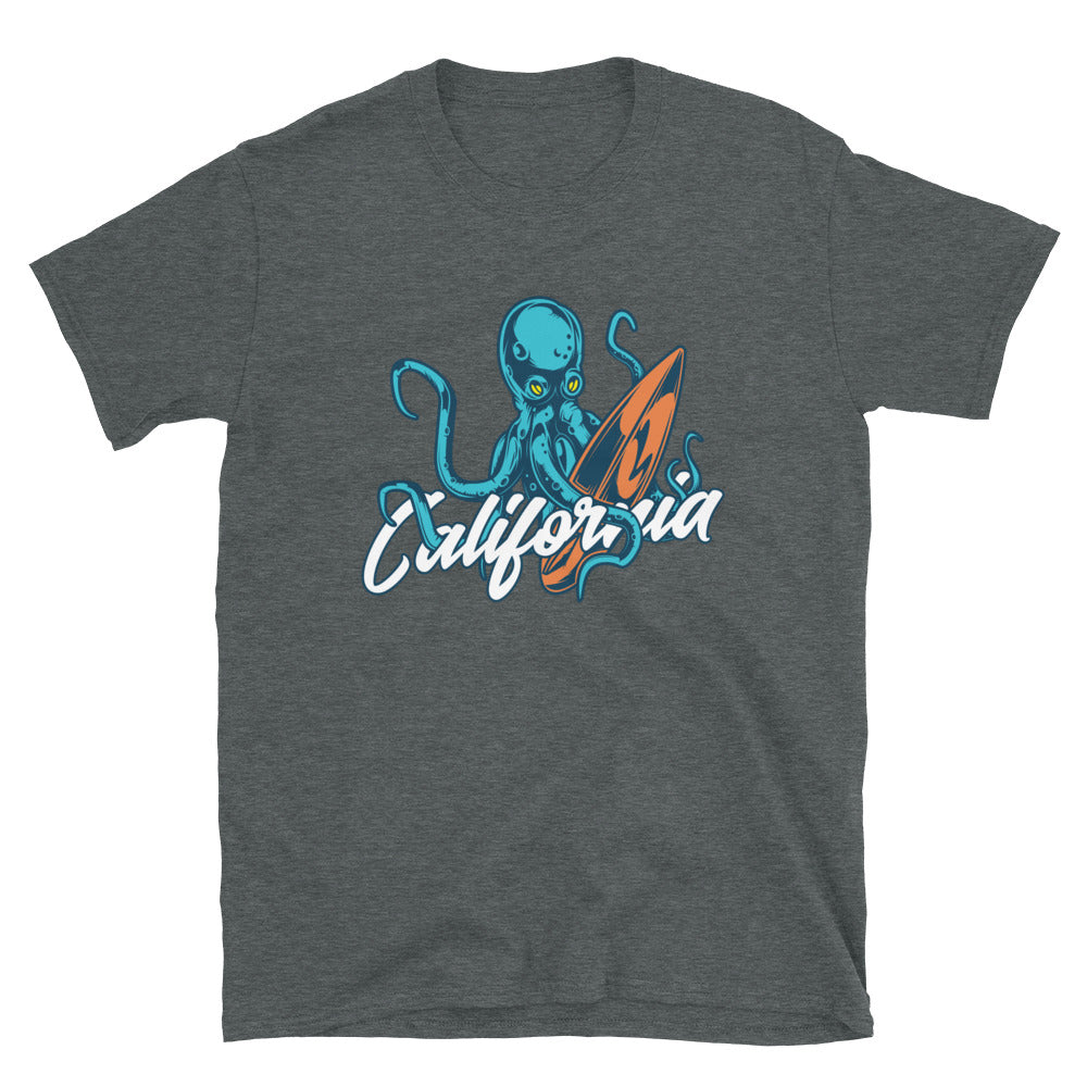 Angry Octopus California Surfer - Unisex T-Shirt - Captain Woody's Shirts & Beach Club