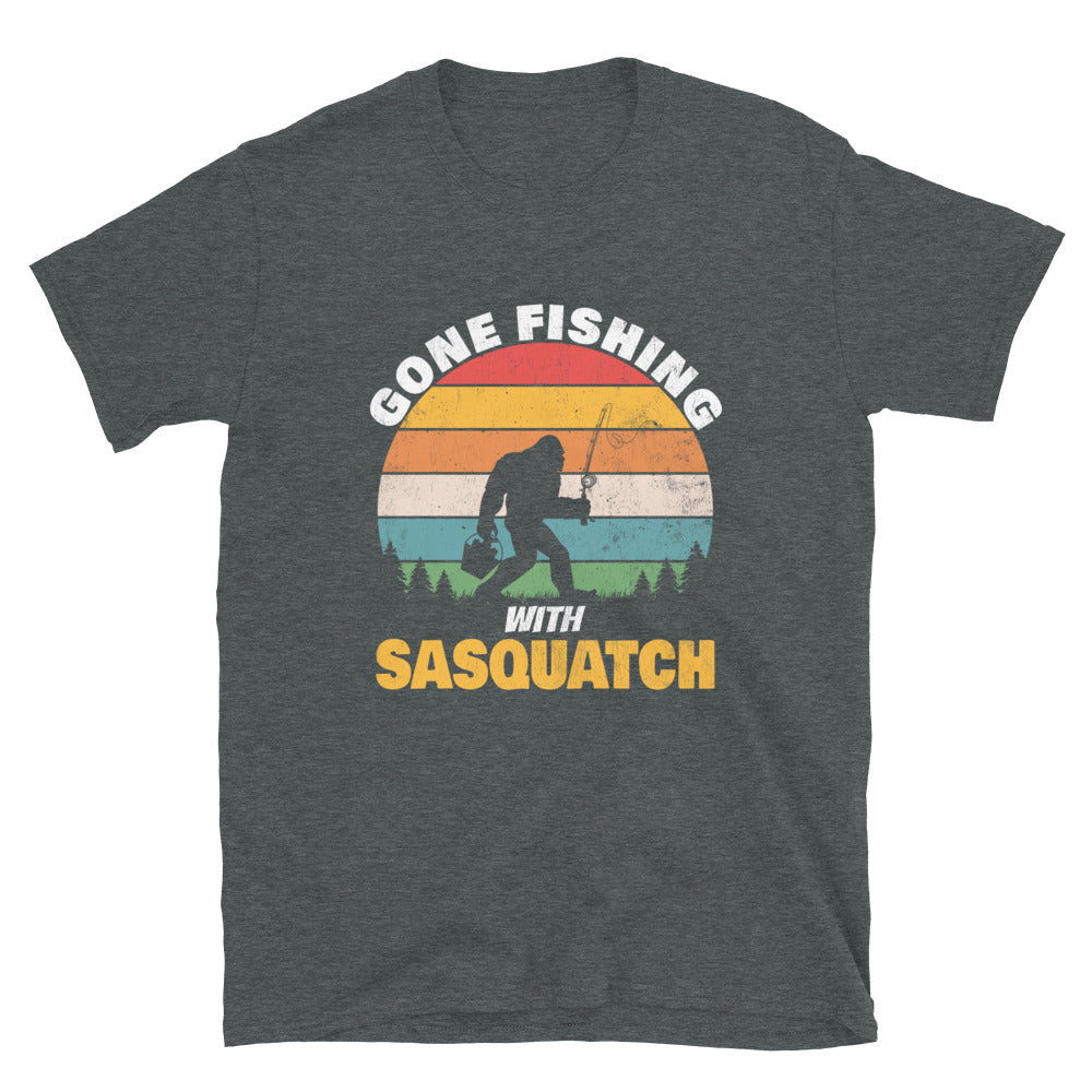 Gone Fishing with Sasquatch T-Shirt - Captain Woody's Shirts & Beach Club