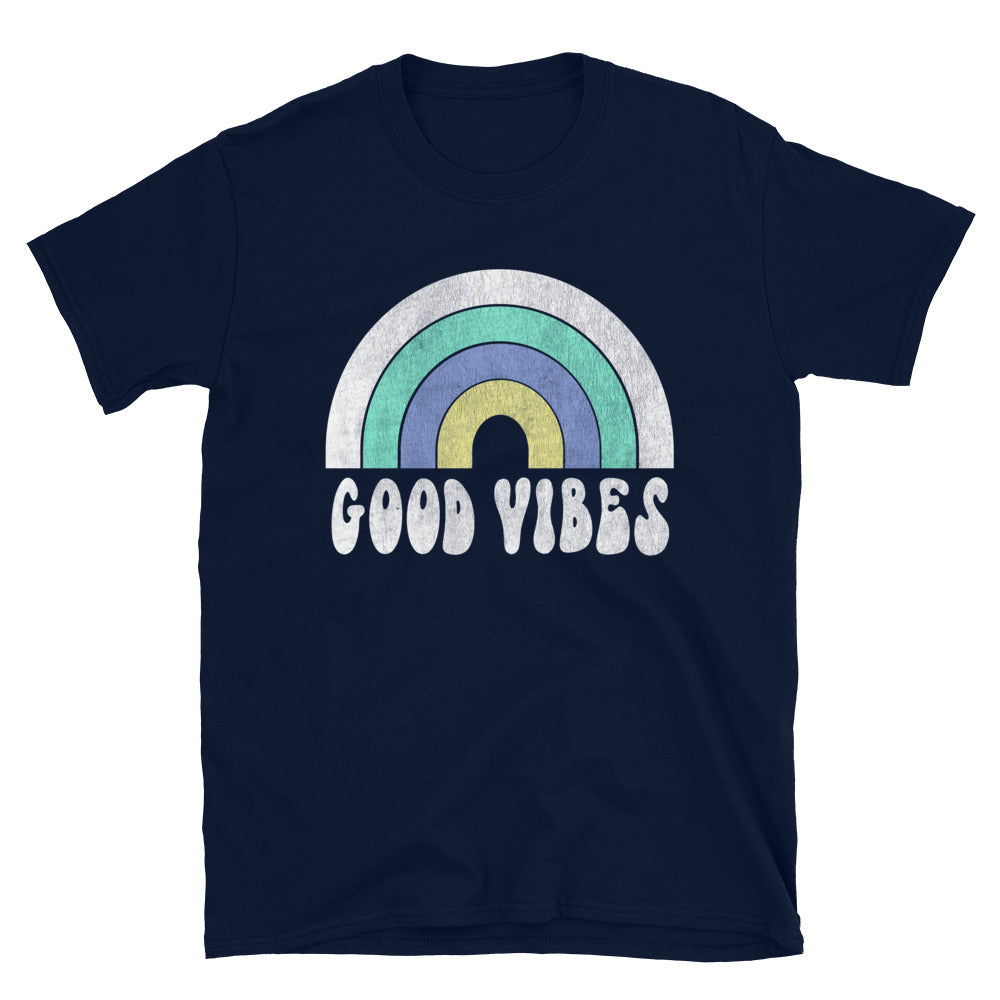 Distressed Good Vibes Rainbow T-Shirt - Captain Woody's Shirts & Beach Club