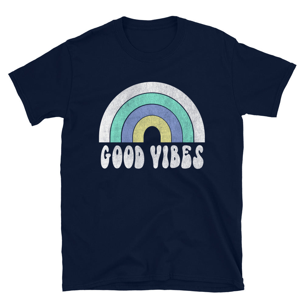 Distressed Good Vibes Rainbow T-Shirt