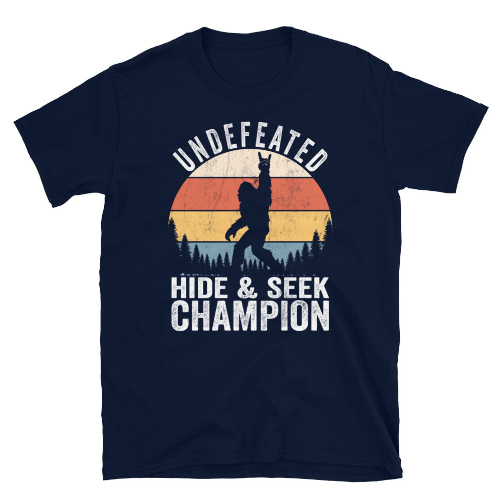 Vintage Distressed Sasquatch Undefeated Hide & Seek Champion Unisex T-Shirt - Captain Woody's Shirts & Beach Club