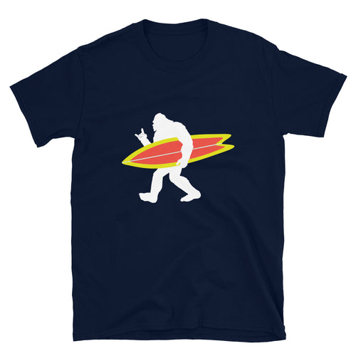 Cool Sasquatch Surfer, Funny Surfing Shirt, Rock and Roll Bigfoot - Unisex T-Shirt - Captain Woody's Shirts & Beach Club