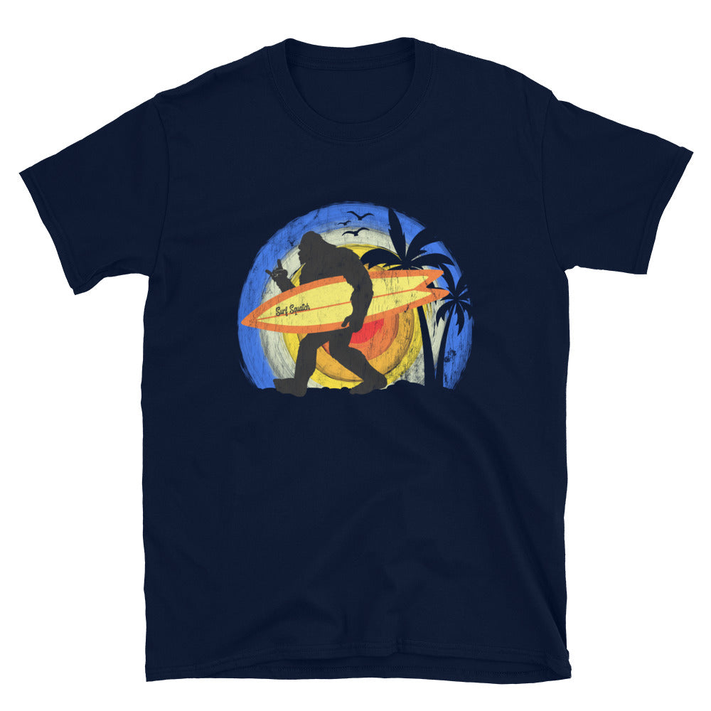 Surf Squatch, Funny Bigfoot Surfer - Unisex T-Shirt - Captain Woody's Shirts & Beach Club
